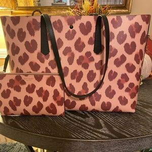 Kate Spade Lovely Leopard Large Tote w/ matching wristlet